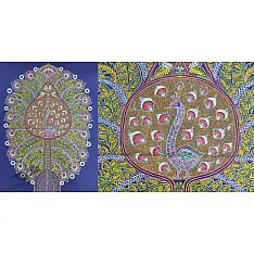 Art from Banni ~ Rogan Art Painting ( 20" X 12" ) - Peacock
