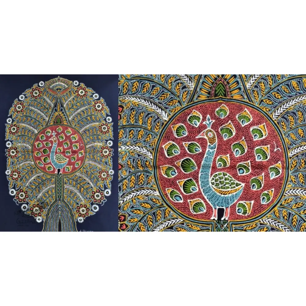 shop rogan art painting from gujarat - Peacock & Feathers
