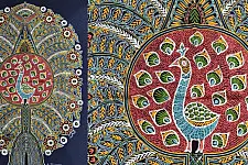 Art from Banni ~ Rogan Art Painting ( 20" X 12" ) - Peacock & Feathers
