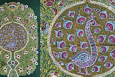 Art from Banni ~ Rogan Art Painting ( 20" X 12" ) - Peacock in Green Background