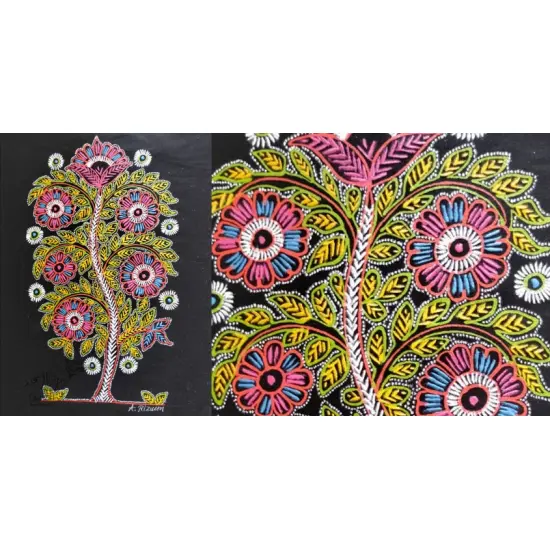 shop rogan art painting from gujarat - pink Flowers