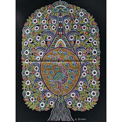 Art from Banni ~ Rogan Art Painting ( 20 x 12 inch ) - Black