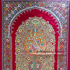Art from Banni ~ Rogan Art Painting ( 24 x 36 inch ) - Red