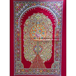 Art from Banni ~ Rogan Art Painting ( 24 x 36 inch ) - Red