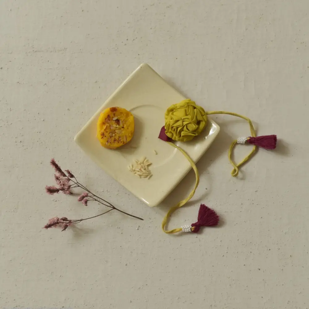 Shop Handmade Fabric Bhai Bhabhi Rakhi Set