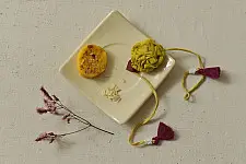 Threads of Tradition | Handmade Fabric Bhai Bhabhi Rakhi Set