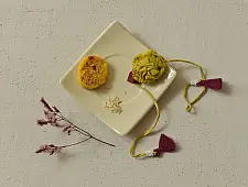 Threads of Tradition | Handmade Fabric Bhai Bhabhi Rakhi Set