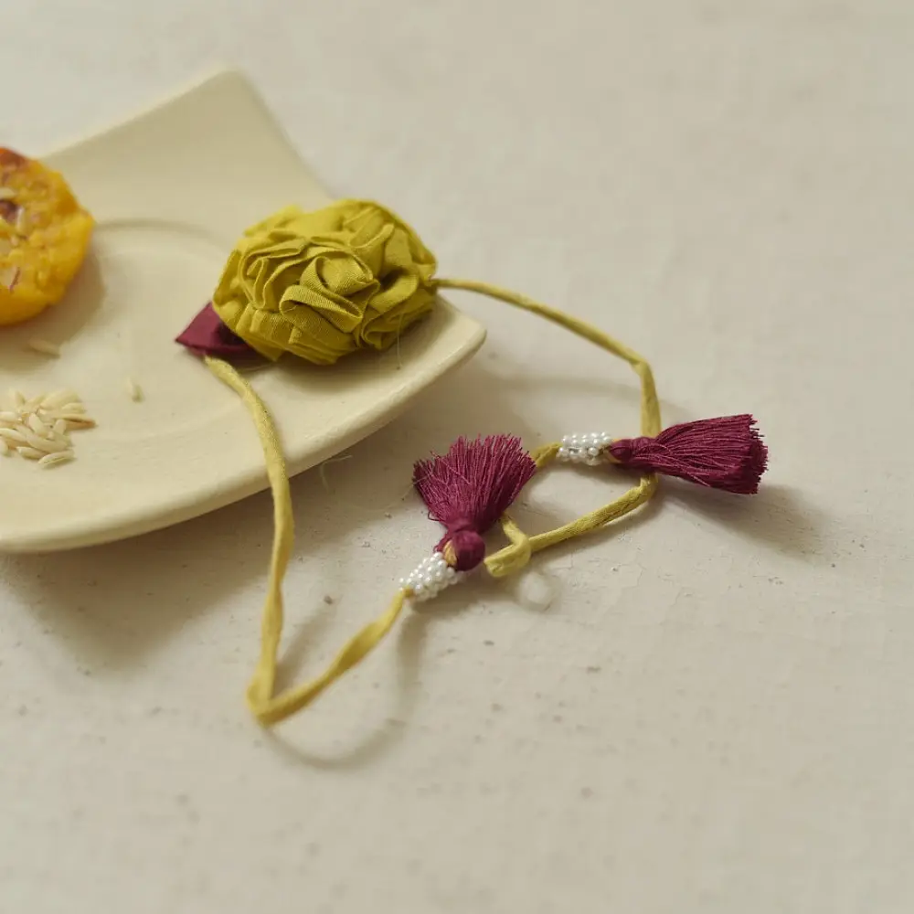 Shop Handmade Fabric Bhai Bhabhi Rakhi Set