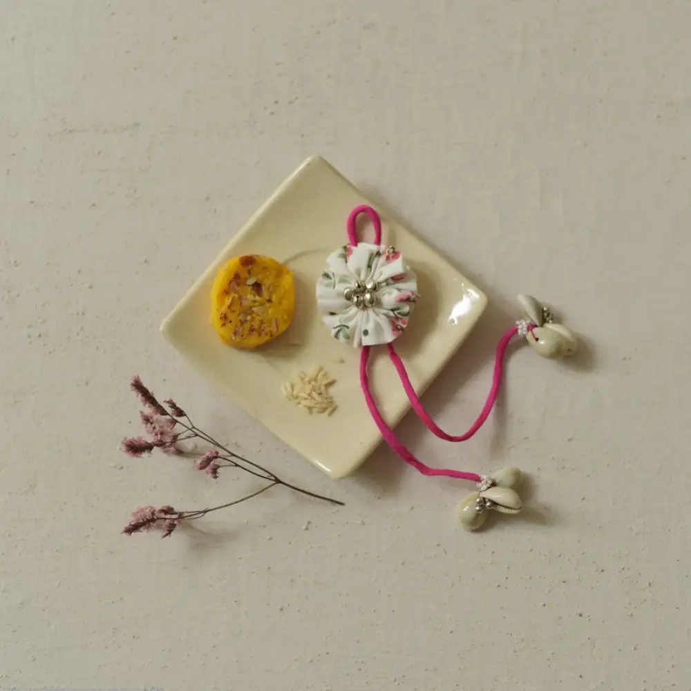 Shop Bhai Bhabhi Rakhi Set - Cotton Fabric