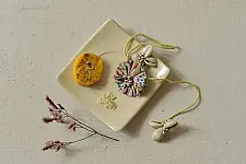 Threads of Tradition | Handmade Cotton Fabric Rakhi - Bhai Bhabhi Rakhi Set