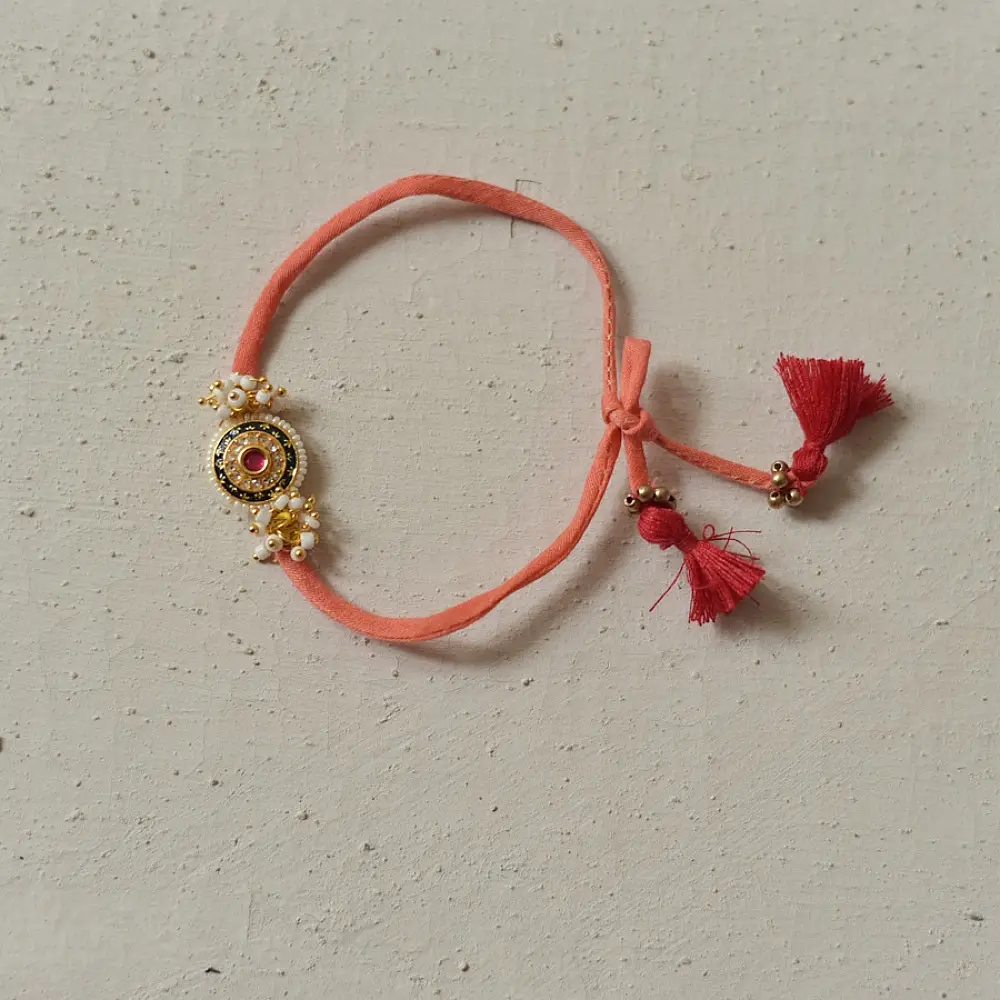Shop Kundan Rakhi Set For Bhai & Bhabhi