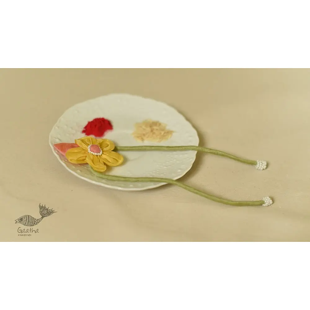 Handmade Fabric Bhai Rakhi - Flower Rakhi