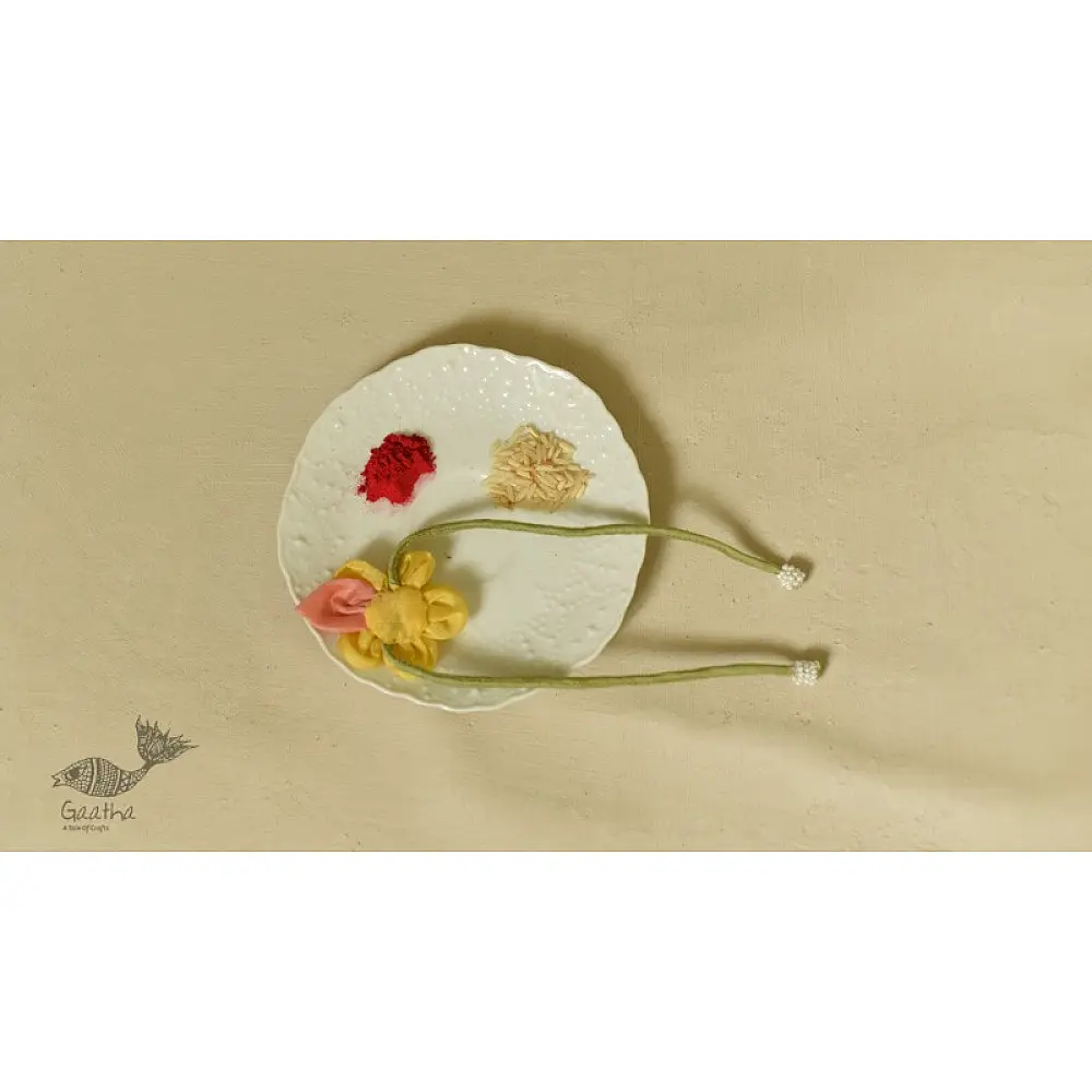 Handmade Fabric Bhai Rakhi - Flower Rakhi
