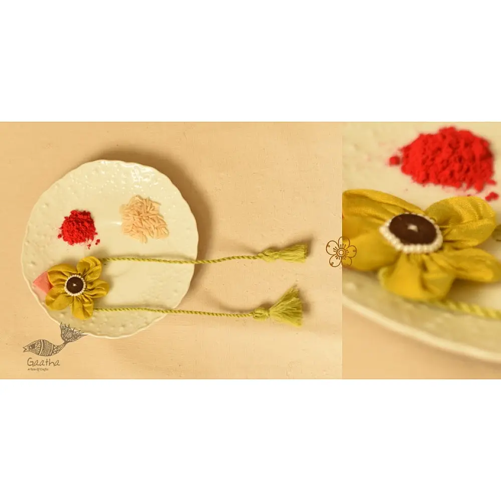 Handmade Fabric Bhai Rakhi (Chanderi Fabric)