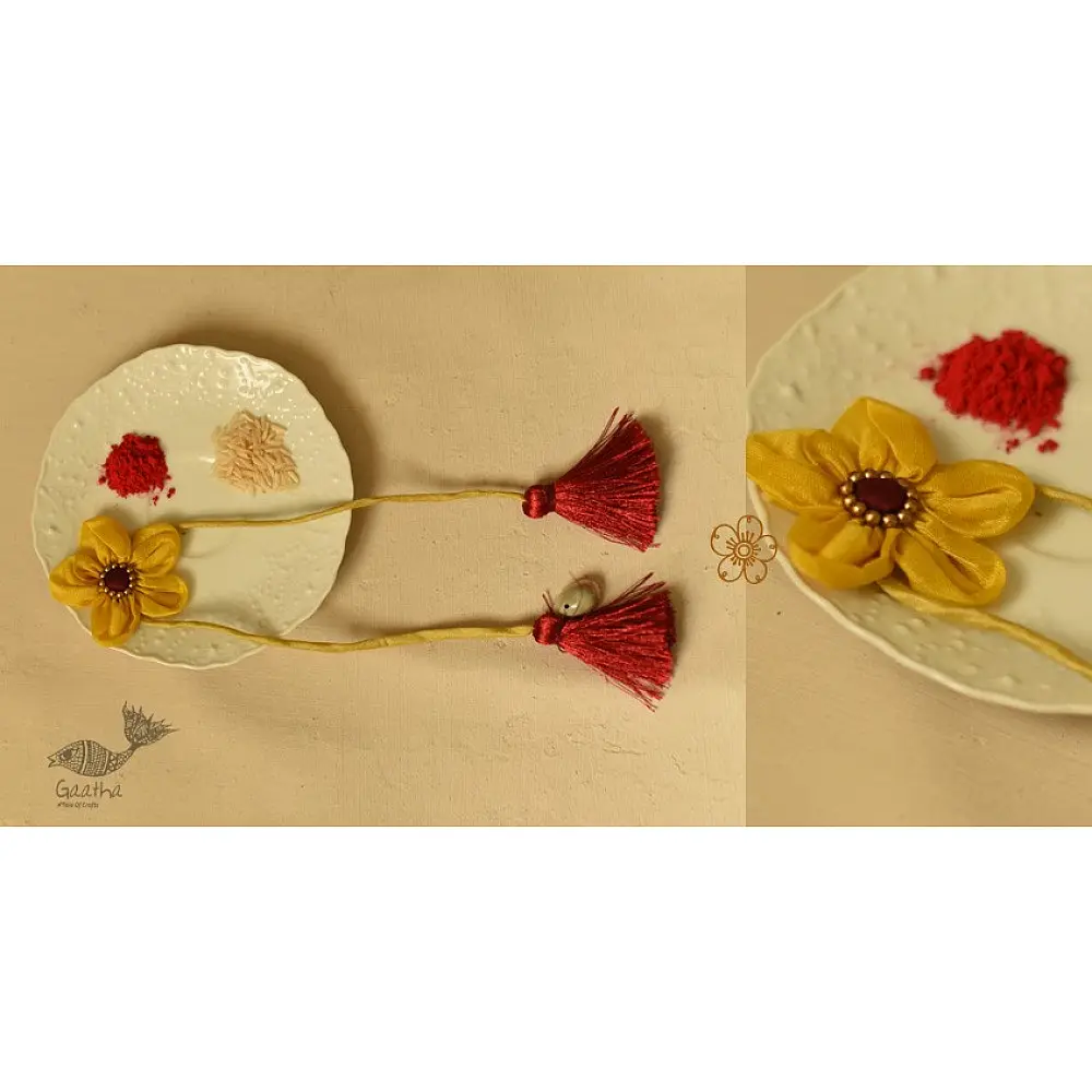 Handmade Fabric Bhai Rakhi (Chanderi Fabric)