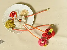 Threads of Tradition ~ Handmade Bhai - Bhabhi Rakhi & Lumba Rakhi ( Set of Two ) E