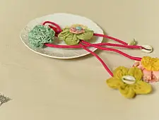 Threads of Tradition ~ Handmade Bhai - Bhabhi Rakhi & Lumba Rakhi ( Set of Two ) H