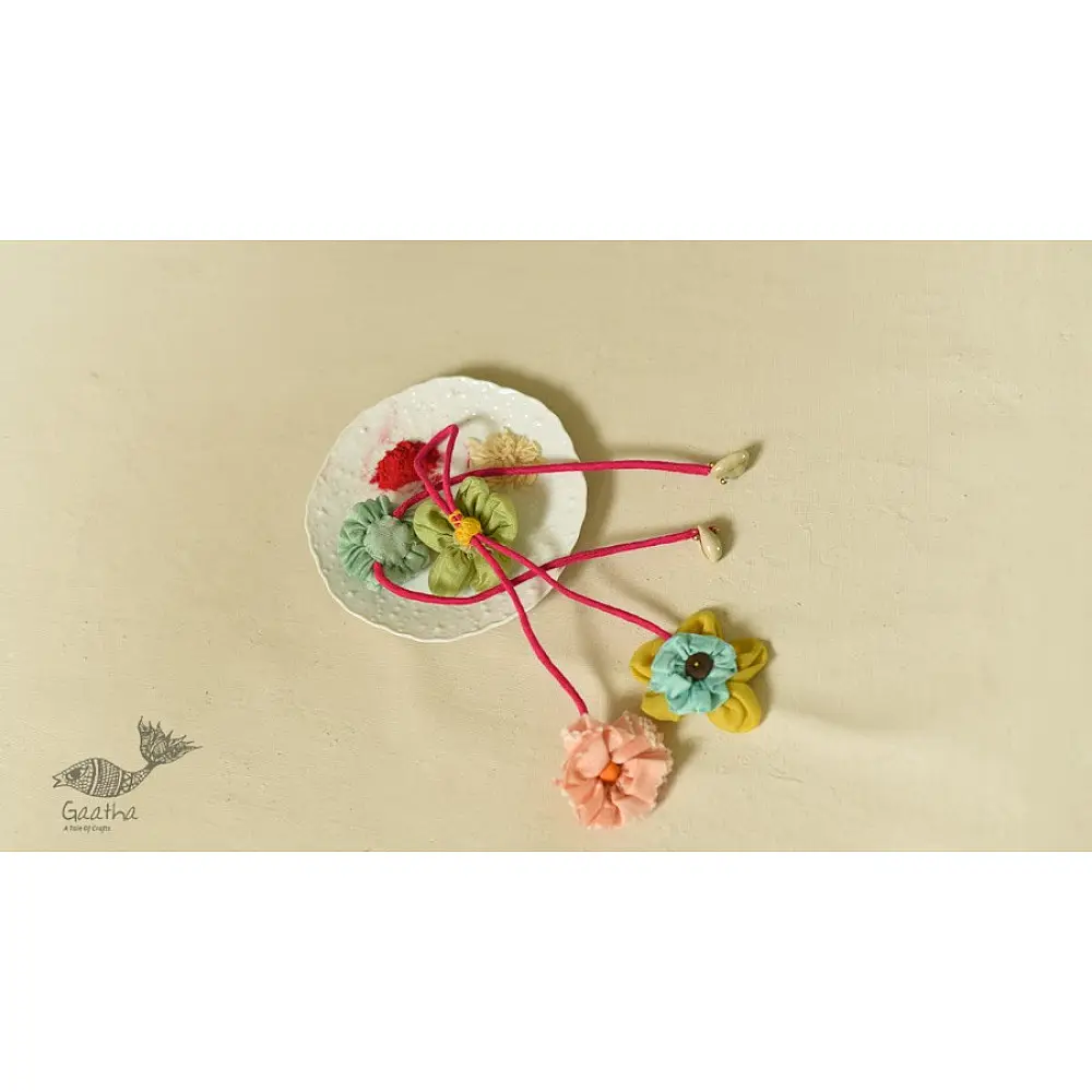 Handmade Fabric Bhai - Bhabhi Rakhi & Lumba Rakhi ( Set of Two ) Free-shipping