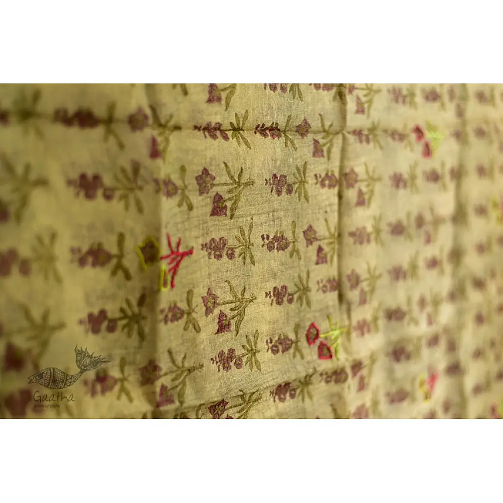 shop block printed kota cotton embroidered dupatta 