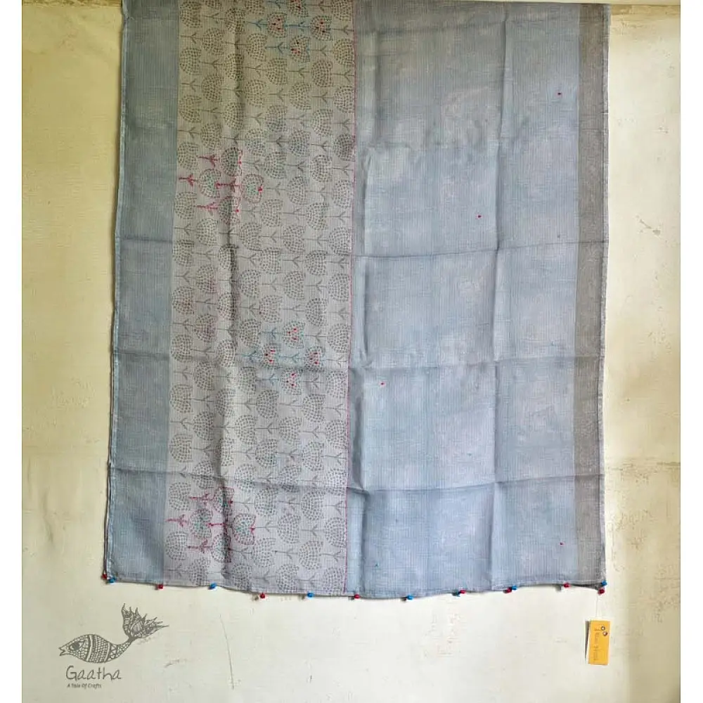 shop block printed kota cotton embroidered dupatta 
