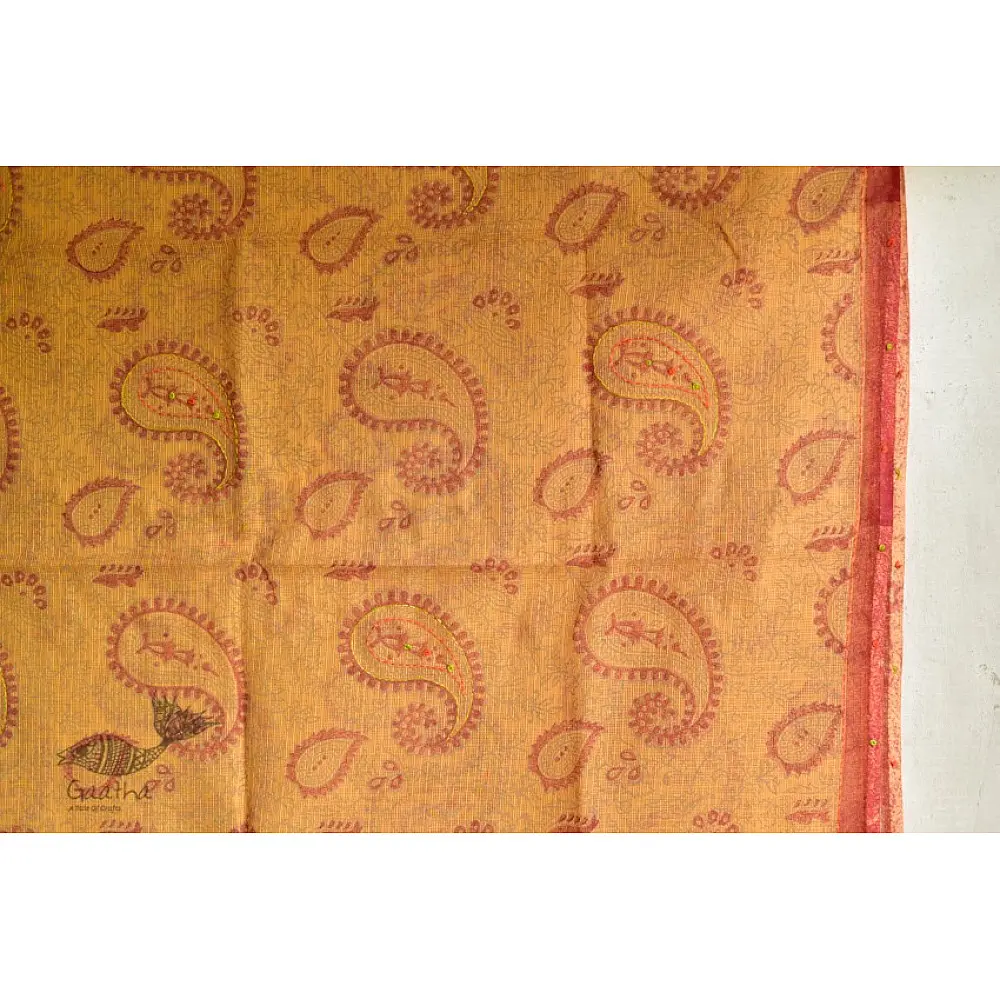 shop block printed kota cotton embroidered dupatta 