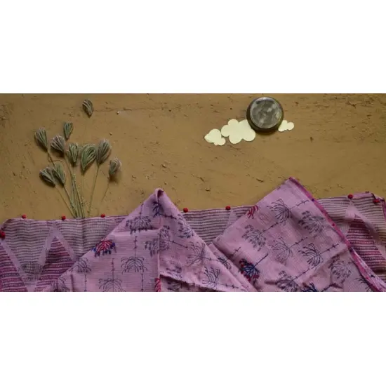 shop pink floral kota cotton embroidered dupatta 