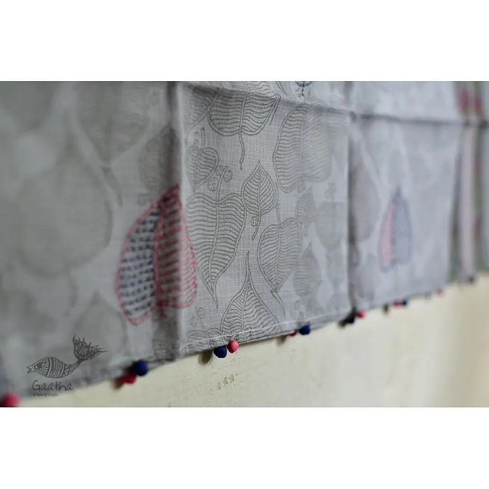 shop lavender block printed kota cotton embroidered dupatta 