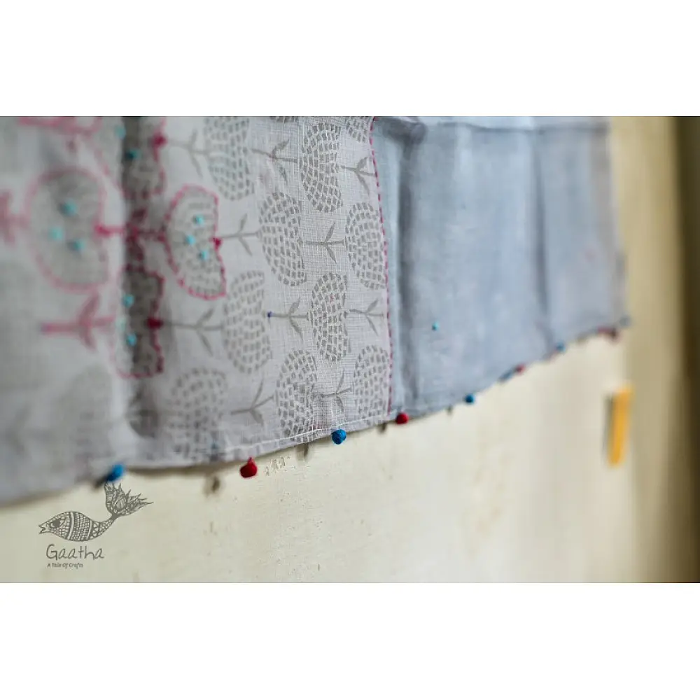 shop block printed kota cotton embroidered dupatta 
