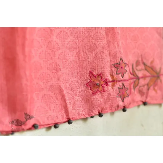 shop block printed kota silk embroidered Stole 