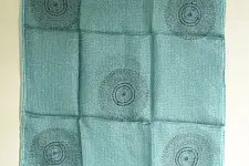 Ittefaq . इत्तफाक | Block Printed Kota Doria Silk Embroidered Stole - Greenish Blue