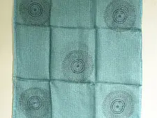 Ittefaq . इत्तफाक | Block Printed Kota Doria Silk Embroidered Stole - Greenish Blue