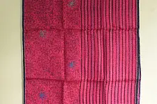 Ittefaq . इत्तफाक | Kota Doria Silk Embroidered Stole with Block Print - Dark Pink