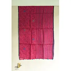 Ittefaq . इत्तफाक | Kota Doria Silk Embroidered Stole with Block Print - Dark Pink