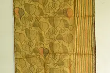 Ittefaq . इत्तफाक |  Kota Silk Stole Embroidered and Block Printed - Yellowish Brown