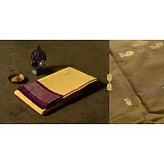 Gilded ~ Cotton Silk - Woven Paithani Zari Border Saree - Yellow with Purple Border