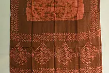 Hridhima . रिद्धिमा | Mulberry Silk Dress Material with Batk Print in Brown Color