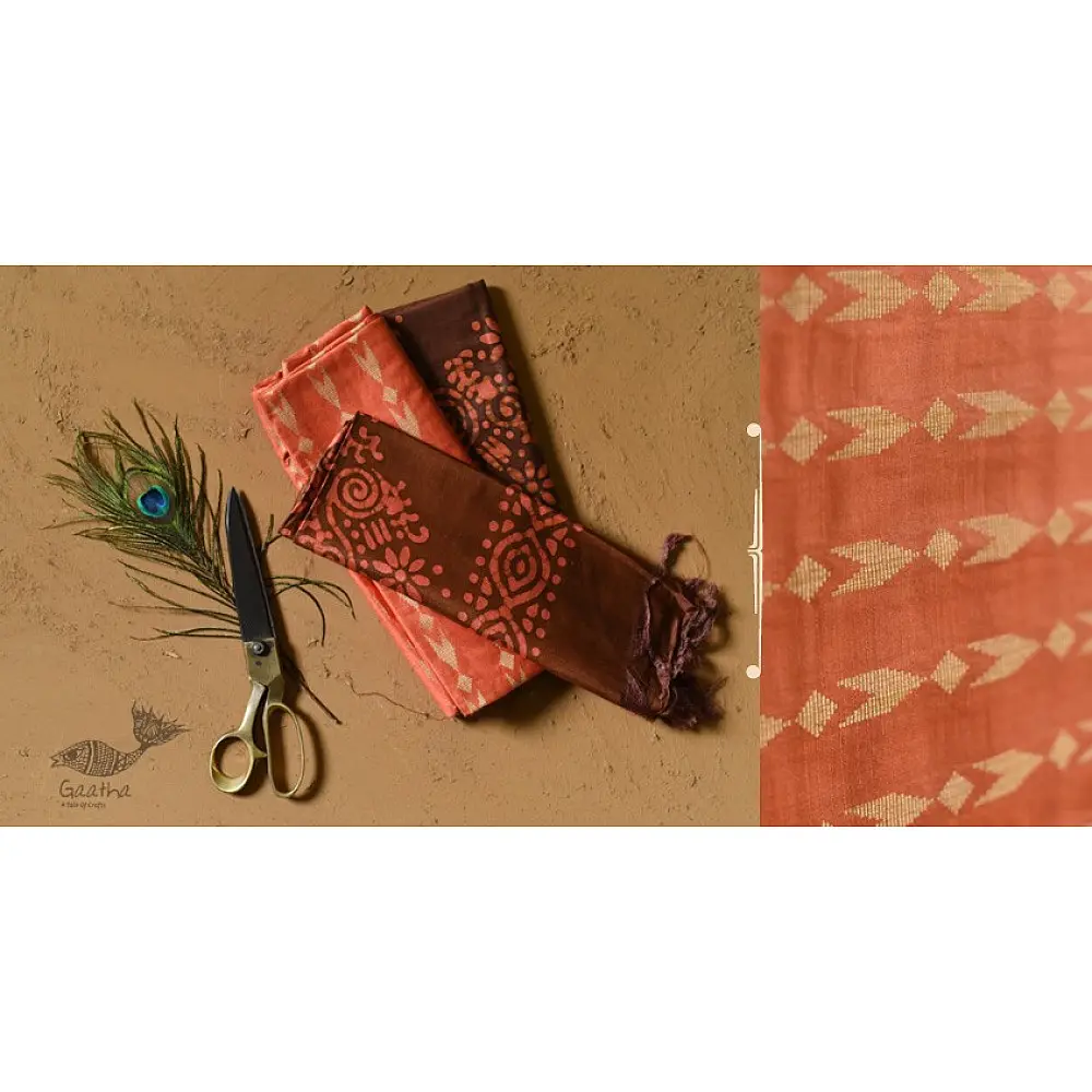 shop Handloom Mulberry Silk Dress Material - Top & Cherry pink Bottom, Dupatta