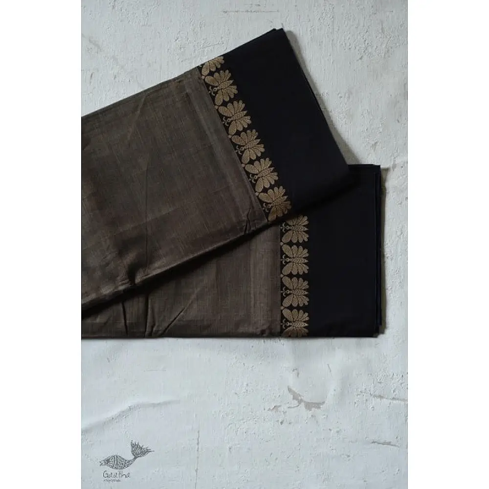Plain Handloom south cotton saree - black 