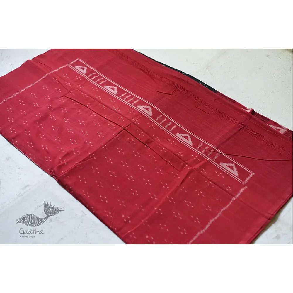 shop Pure Cotton Ikat Red & Black Saree