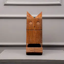 Lakdi . लकड़ी ~ Handmade Wooden Piggy Bank ( Two Options Cat / Dog ) 03