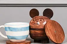 Lakdi . लकड़ी ~ Handmade Wooden Coasters ( Two Options Panda / Frog )