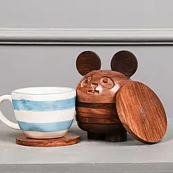 Lakdi . लकड़ी ~ Handmade Wooden Coasters ( Two Options Panda / Frog )