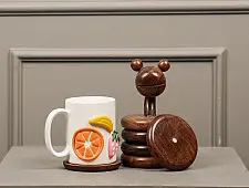 Lakdi . लकड़ी ~ Handmade Wooden Coasters ( Two Options Snake / Elephant )