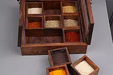 Lakdi . लकड़ी ~ Handmade Wooden - Spice Box