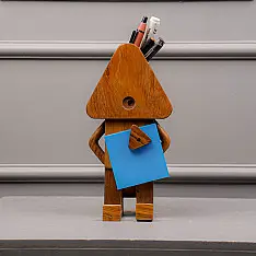 Lakdi . लकड़ी ~ Handmade Wooden Robo Pen Stand