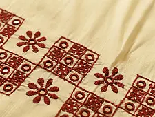 Embroidered Blouse Piece ( Unstitched ) - Off White Cotton Silk Fabric