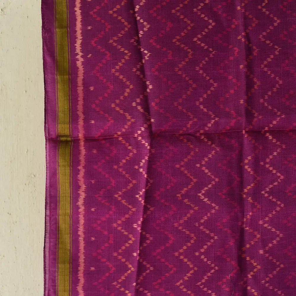 orchid pink pure silk patola stole with traditional white geometric zig zag pattern for women