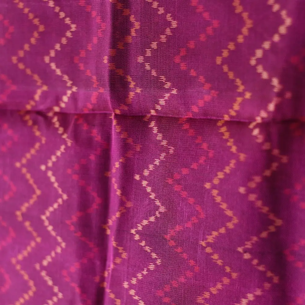 orchid pink pure silk patola stole with traditional white geometric zig zag pattern for women