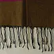 tangaliya handloom cotton stole in earthy olive brown with magenta pink stripes, white and yellow raised dana bead motifs, and hand-knotted fringe tassels   