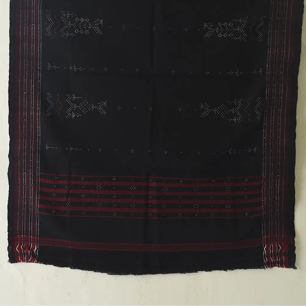 shop Woolen Black Shawl - Tangaliya Handspun 
